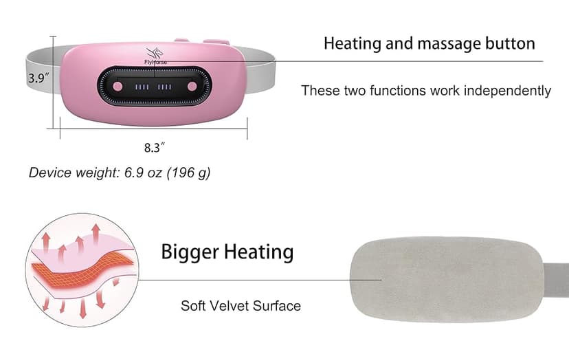 Electric Heating Pad, Portable Cordless Menstrual Heating Pad with 4 Heat Levels and 4 Massage Modes, Fast Large Heating Belly Wrap Belt for Cramps, Back Pain Relief Gifts for Women Girls Her (Pink)