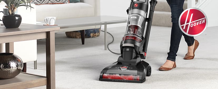 Hoover WindTunnel Cord Rewind Pro Bagless Vacuum Cleaner, Corded Upright Vacuum Cleaner for Carpet and Hard Floor, Automatic Cord Rewind, Corded Vacuum Cleaners for Home Use