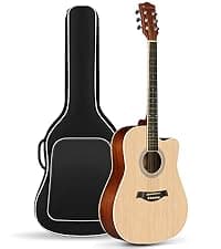CAHAYA Acoustic Guitar Beginner Set - 41" Full Size Spruce Top Mahogany Body with Okoume Neck Rosewood Fingerboard, GA Cutaway Design, Balanced Rich Tone with Gig Bag, Strap, Capo, Strings & Picks