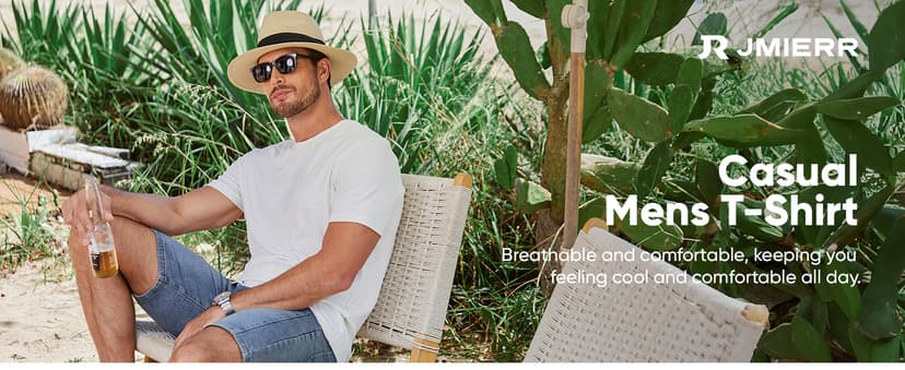 JMIERR Mens T-Shirt Casual Stretch Solid Crewneck Short Sleeve Tees Textured Shirts