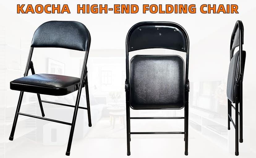 1 Pack Bulk Folding Chairs with Padded Cushion, Single Black Steel Metal Frame Foldable Chair for Indoor and Outdoor, Portable Stackable Commercial Seat for Bedroom Patio Party Event