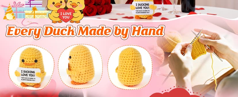 MBL Anniversary for Men Women Her - Funny Small Cute Crochet Duck Gifts for Women Men Wife Husband Girlfriend Boyfriend Fiance Couple Lover Him Birthday Wedding Christmas Stocking Stuffers Present