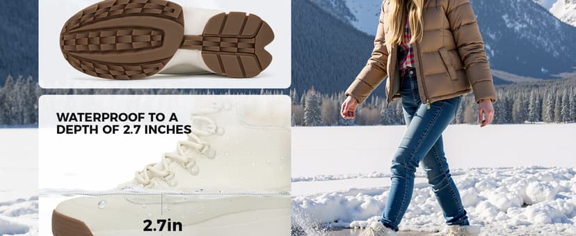TEYTAP Waterproof Winter Snow Boots for Women丨Insulated-Warm Fur-Lined Booties丨Non-Slip Cushion Outdoor Walking Boots丨Lightweight Comfortable Casual Suede Leather Short Boots