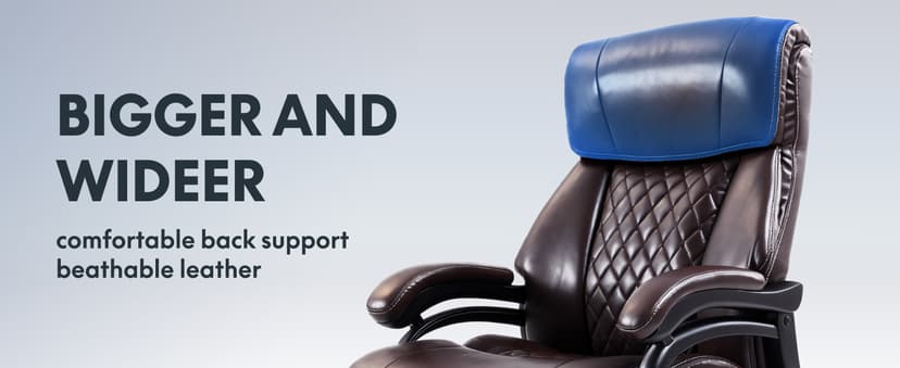 FLEXISPOT 500lbs Big and Tall Office Chair for Heavy People, Heavy Duty Computer Chair with Stable Arms Adjustable Lumbar Support Metal Base, Desk Chairs for Home Office Gaming Working, Leather, Brown