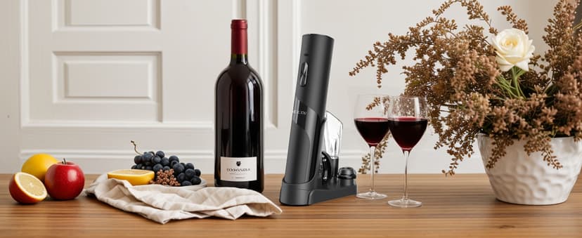 CIRCLE JOY Rechargeable Wine Opener Electric Wine Bottle Opener 7-in-1 Wine Gift Set with Electric Vacuum Pump, Charging Station, Foil Cutter, Wine Aerator Pourer and 2 Wine Stoppers