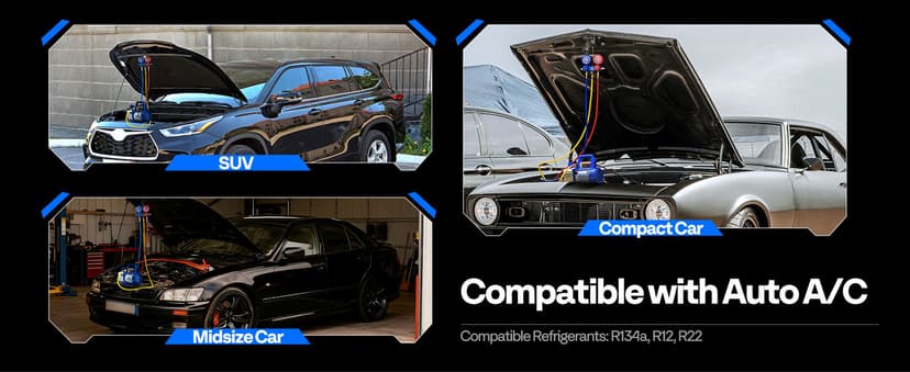 VIVOHOME 110V 1/3 HP 4CFM Single Stage Rotary Vane Air Vacuum Pump and R134a AC Manifold Gauge Set Kit with Leak Detector Carry Bag for HVAC Air Conditioning Refrigeration Recharging ETL Listed