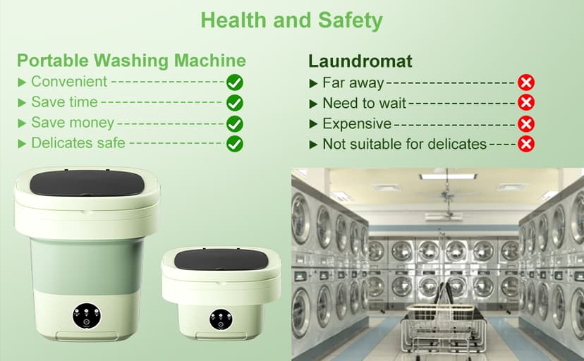 16L Large Capacity Portable Washing Machine, Laundry Washer Cleaning for Underwear, Baby Clothes, Shirts,Small Delicates. Foldable Mini Washer and Dryer Combo for Apartment,Hotel,Camp,RV,Travel(Green)