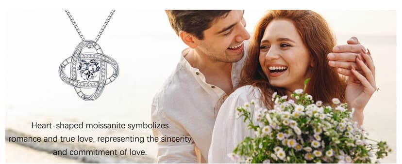 MOOSEA Love Knot Moissanite Necklace for Women, 1-3 ct D Color VVS1 Clarity Moissanite Pendant Necklace 925 Sterling Silver, Anniversary Birthday Gifts for Women Wife Mom Girlfriend Jewelry Gifts