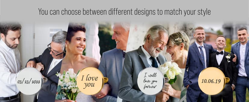 Custom engraved cufflinks for men, personalized wedding gift for groom, father of the bride & groom dad, best men, customized gold & silver cufflinks with dates, quotes or couples initials from bride