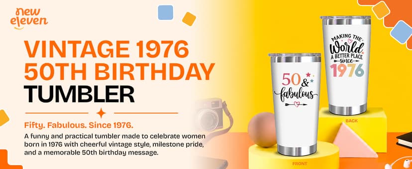 NewEleven 50th Birthday Gifts For Women - 50th Birthday Decorations For Women, Her, Wife, Girlfriend - Gift For Her Turning 50 Year Old - 20 Oz Tumbler B0DH7X6R1J