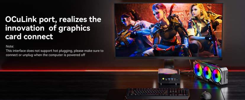 GMKtec Gaming Mini PC, K12 AMD Ryzen 7 H 255 (Upgraded 8745HS) 32GB DDR5 RAM 2TB SSD, Desktop Computer 3X M.2 2280 Expansion, Oculink, Dual NIC 2.5G, HDMI 2.1, USB4