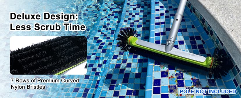 Sepetrel Deluxe Swimming Pool Cleaning Kit Including Professional Leaf Skimmer Net,Half-Depth Fine Mesh Net,17.5" Pool Brush Head & Hand Scrub Brush(NO Pole)