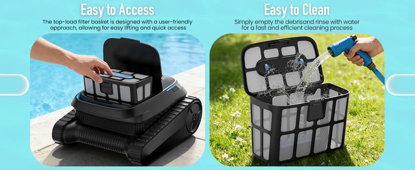 (2026 Upgraded) Robotic Pool Cleaner, Cordless Pool Vacuum for Inground & Above Ground Pools, 120-Min Battery Life, 5000 GPH Suction, Cleans Floor/Wall/Waterline, for Up to 1800 Sq.Ft Pool,Deep Black.