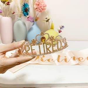 JETKONG Retirement Party Decorations Retired Tiara/Crown, Retired Sash for Women Retirement Gifts, Retirement Party Supplies, Gifts, Favors (Rose Gold) B0B2R3G8NG