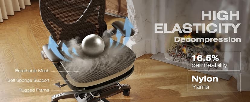 ELABEST X100 Ergonomic Mesh Office Chair with Footrest, Big and Tall Hone Desk Chair with 5D Flip-Up Arms, Adjustable 3D Lumbar Support,Gaming & Executive Computer Chairs