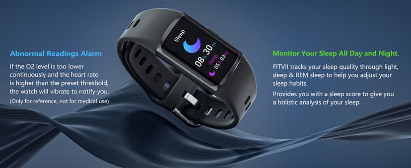 FITVII FINO 2 Slim Fitness Tracker, Smart Watch with Blood Oxygen, Sleep Monitor, 24/7 Heart Rate & Blood Pressure, IP68 Waterproof Health Activity Trackers with Calories Step Counter for Women Men