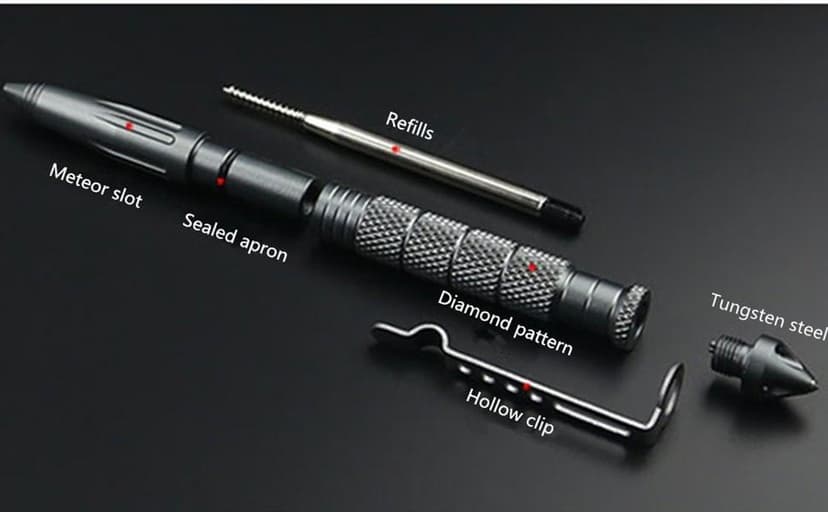 KEPEAK Military Tactical Pen, Professional Self Defense Pen, Emergency Glass Breaker Pen - Tungsten Steel, Writing EDC Survival Tool with 6 Refill