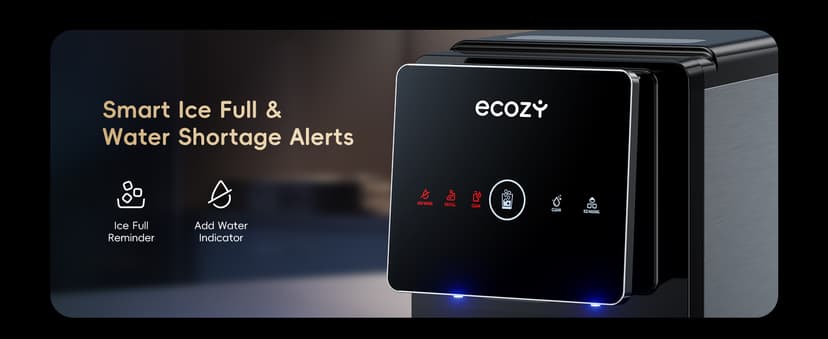 ecozy Nugget Ice Makers Dispenser 40 lbs Per Day Pebble Sonic Ice Machine Countertop, Touch-Free Ice, Self-Cleaning, Mistalo Drop Slim for Home Kitchen Office