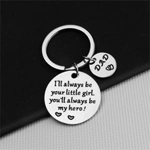 Father’s Day Gift - Keychain Gifts from Daughter, I'll Always Be Your Little Girl, You Will Always Be My Hero, Keychain for Dad Birthday, Valentine’s Day, Christmas Gift from Daughter