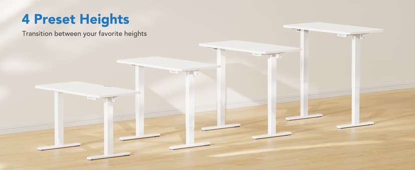 HUANUO Electric Standing Desk, Whole Piece Desktop, Adjustable Height Computer Desk, 4 Height Memory Settings, Sit Stand Up Desk for Home Office, 60" x 24", Light Vintage