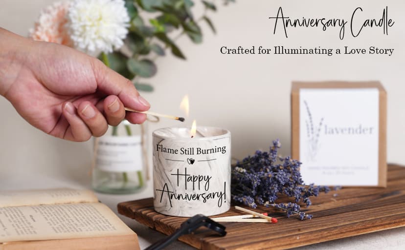 Anniversary Candle - Aniversario Gifts for Men, Women & Couples - Romantic Gifts for Him, Her - 6oz
