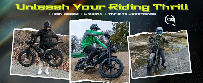 TST Electric Bike for Adults 1500W Peak 20" Fat Tire All-Terrain E-Bike 60/110 Miles 28 MPH Electric Dirt Bike - 48V 15/25 AH Battery Tested to UL 2849 Powered Electric Bicycle