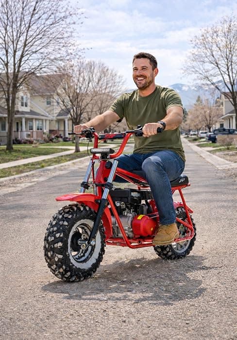 FRP Mini Dirt Bike GMB100, 99 CC Gas Powered Mini Bike 4 Stroke 3HP, Off Road Mini Bikes for Kids and Adult, Trail Bike Up to 28 Mph, Weight Support Up to 220 LBS (Black)