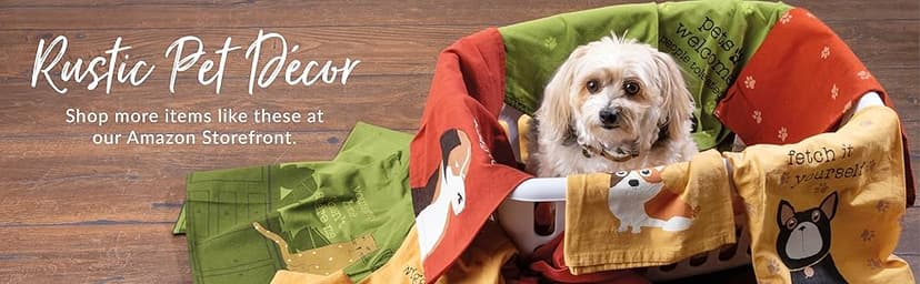 Primitives by Kathy Cotton Dish Towel Set - Dog Design, Kitchen/Bathroom Decor, Tea Towels, 28"x28"