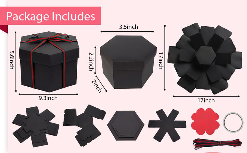 Koogel Explosion Gift Box, Handmade Exploding Photo Album Preassembled Surprise Picture Pop Up Love Box with Creative DIY Scrapbooking Accessories for Anniversary Birthday Wedding
