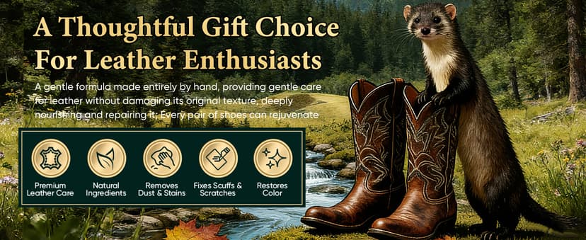 Awaydol 4-in-1 Mink Oil Leather Conditioner and Cleaner 3.52 oz - Premium Waterproof Formula for Leather Cowboy Boots,Shoes,Saddles & Bags with Horsehair Brush, Sponge & Microfiber Cloth