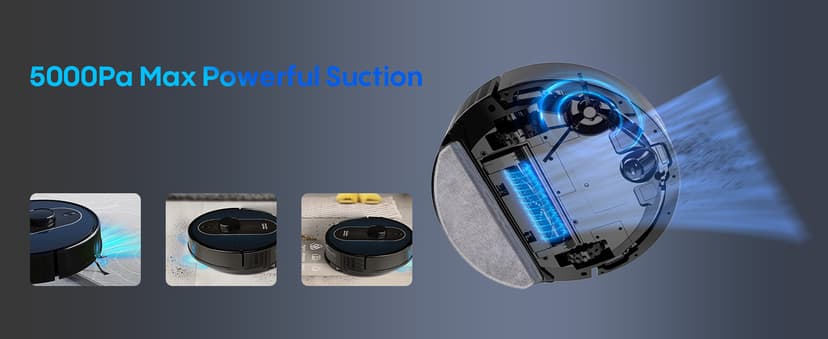 Robot Vacuum and Mop with Self-Empty Base: 5000Pa Suction, LiDAR Navigation, Smart Obstacle Avoidance, Home Mapping, No-Go Zone, 60-Day Hands-Free, Idear for Homes with Pets, Carpet & Hard Floors