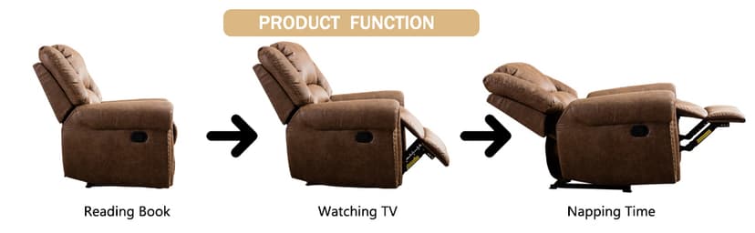 CANMOV Leather Recliner Chair, Classic and Traditional Manual Recliner Chair with Comfortable Arms and Back Single Sofa for Living Room, Nut Brown