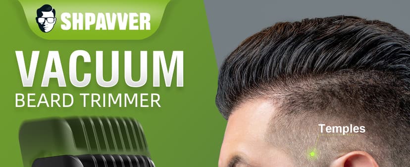 SHPAVVER Beard Trimmer for Men: Vacuum Mustache Trimmer for Less Mess -IPX7 Waterproof- Rechargeable Electric Beard Cutting Kit with Adjustable Length Comb-Built-in Vacuum for Sideburns/Stubble
