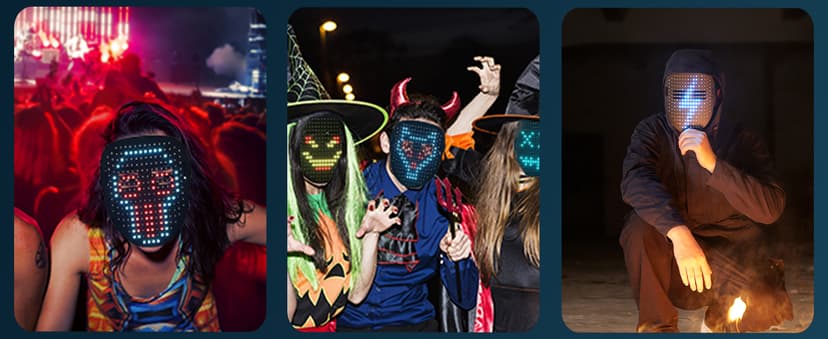 50+ Glowing Patterns for Halloween Costume, Christmas Cosplay, Birthday Party, Adjustable Strap Fits Kids Boys Teens Ages 5+ MOYACA Led Mask Light up Mask Gesture Sensing, Kids Cool Toys Men Boys Gift B09ZY7WY8P