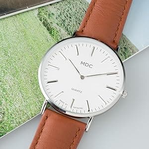 Infantry MDC Mens Minimalist Watch - 6.5mm Ultra Thin Business Casual Wrist Watches for Men,Big Face Analog Quartz Watch with Brown Leather Band, Professional Man's Gift