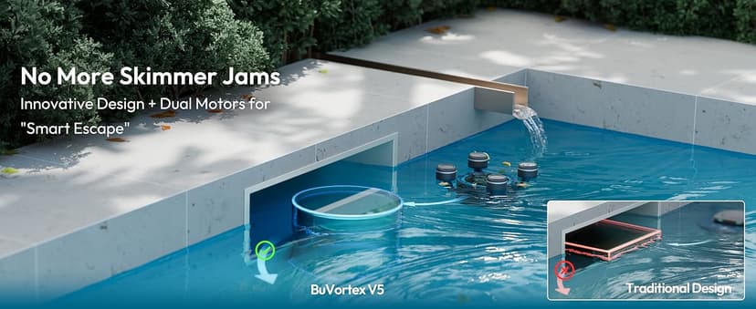 (2026 Upgrade) BUBLUE BuVortex V5 Pool Skimmer Robot,Pool Surface Skimmer Robot with App Control,5L Filter,Dual Cleaning Modes,AI Navigation,Ideal for In-Ground & Above-Ground Pools,Dark Gray
