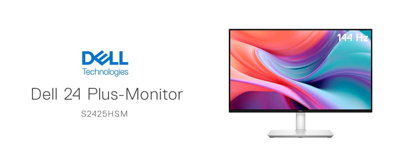 Dell 24 Plus Monitor - S2425HSM - 23.8-inch FHD (1920x1080) 144Hz 1ms Display, 2 x 3W Speakers, HDMI Connectivity, Height/Tilt/Pivot/Swivel Adjustability, AMD FreeSync - Ash White