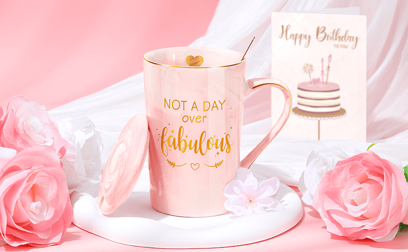 Birthday Gifts for Women Happy Birthday Gift Baskets for Women Unique Not A Day Over Fabulous Mug Gift ideas Pink Gifts Box Set Presents for Her Friends Mom Sister Wife Coworkers Daughter Aunt Mom