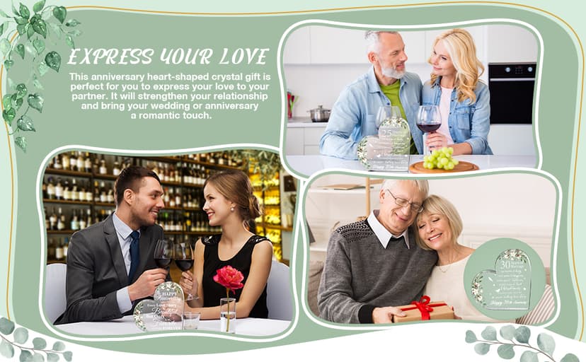 Yulejo Wedding Gift for Her: 50th Anniversary Keepsake Acrylic Heart Decor (White, 15.1 x 15.1 x 1.4 cm / 5.9 x 5.9 x 0.55 inches)