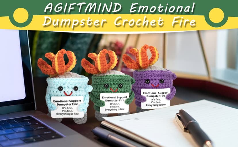 Appreciation Gifts for Her Emotional Dumpster Crochet Fire, Knitting Dumpster Doll, Funny Cheer Up Gag Gifts for Friends Birthday (Purple)