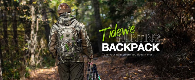 TIDEWE Hunting Backpack with Waterproof Rain Cover, 25L Hunting Pack, Durable Hunting Day Pack for Bow Rifle Gun