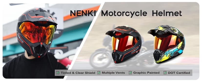 Dirt Bike Helmets ATV MX Motocross Four Wheeler Helmets for Adults Dual Sport Off Road Motorcycle Helmets for Men Women Full Face Helmet Dot Approved Color Red Shield
