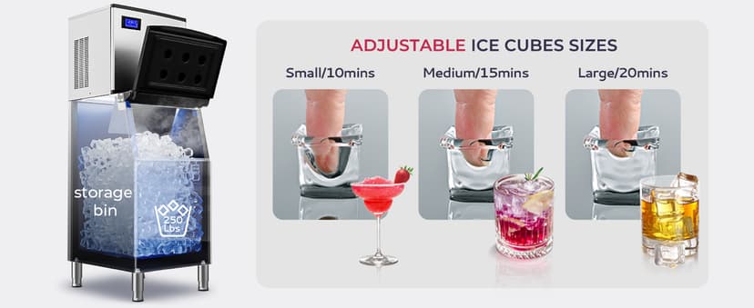 Commercial Ice Maker Machine 500LBs/Day with Filter, 250LBs Storage Bin, SECOP Compressor&ETL Approval Industrial Ice Machine, Auto-Cleaning, Ice Ready in 8-20mins, Cafe/Bar/Business/RST.