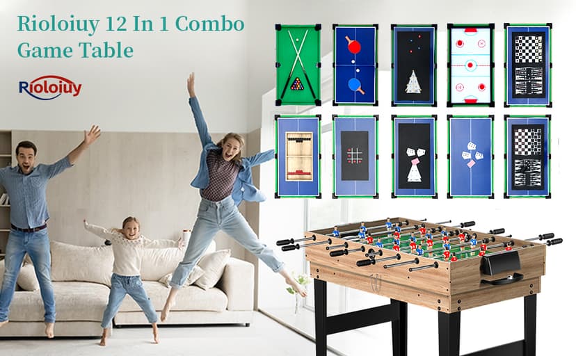 12-in-1 Game Table - 48" Combo Game Table, Ping Pong Table, Foosball Table, Air Hockey Table, Pool Table - Sports Arcade Games with Accessories - Ideal for Game Rooms and Family Game Nights!