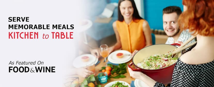 Mueller DuraCast 6 Quart Enameled Cast Iron Dutch Oven Pot with Lid, Heavy-Duty, Oven Safe up to 500° F & Across All Cooktops, Wedding Registry Ideas & Gifts, Emerald