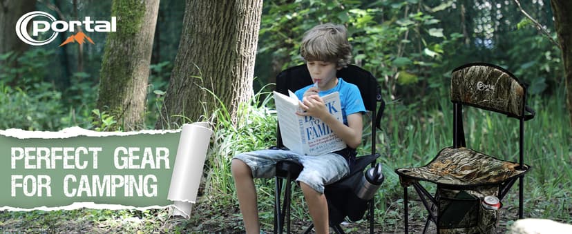 PORTAL Extra Large Quick Folding Tripod Stool with Backrest Fishing Camping Chair with Carry Strap