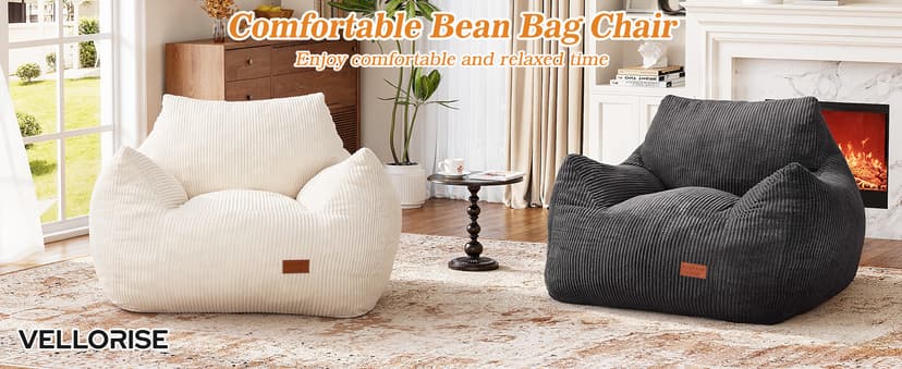 Big Bean Bag Chair for Adults, Ultra Soft Living Room Bean Bag with Armrests, Stuffed BeanBag Chair for Napping, Gaming, Vacuum-Compressed for Easy Gifting, 48 Hours to Fluffs Up, Dark Gray