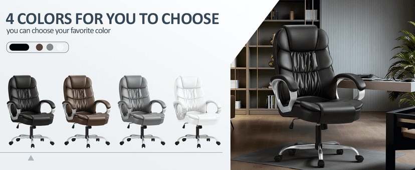 Homall Office Chair High Back Computer Desk Chair, PU Leather Adjustable Height Modern Executive Swivel Task Chair with Padded Armrests and Lumbar Support (Black)