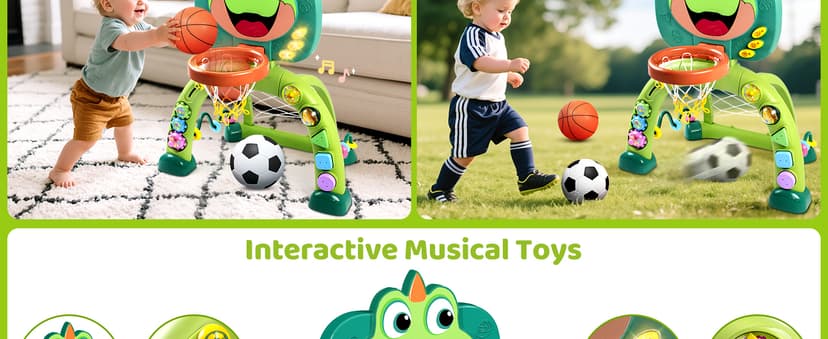 Boy Girl Toys for 12-18 Months with Sound Music, Interactive Learning Birthday Gift for Kids Marstone Toddler Basketball Hoop Soccer Goal Activity Toy for 1-3 Years Old B0FF9X3J72