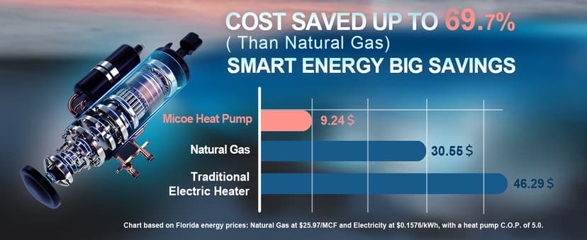 MICOE 35000 BTU Pool Heater for Above Ground Pool and Inground Pool up to 24ft (11/18/24ft) / 12000 Gallons, Inverter Electric Swimming Pool Heat Pump, Heating and Cooling Mode